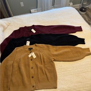 Set of three Banana Republic Women's Cardigans - Burgundy, Black, Tan NWT XL
